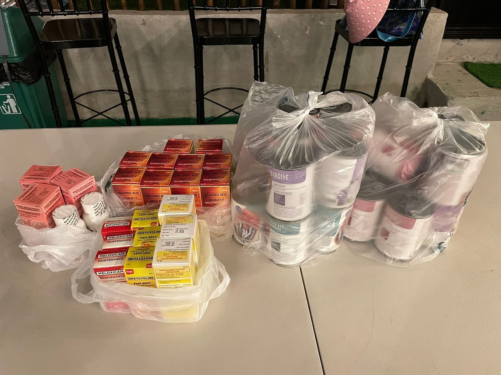 Large bag donation loaded for delivery